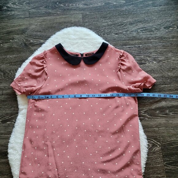 Maison Scotch La Femme Salon Marie Silk Blend Star Blouse Peter Pan Collar Sz 1 - Picture 7 of 9